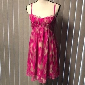 NWT INC Petite 100% Silk Pink Babydoll Dress